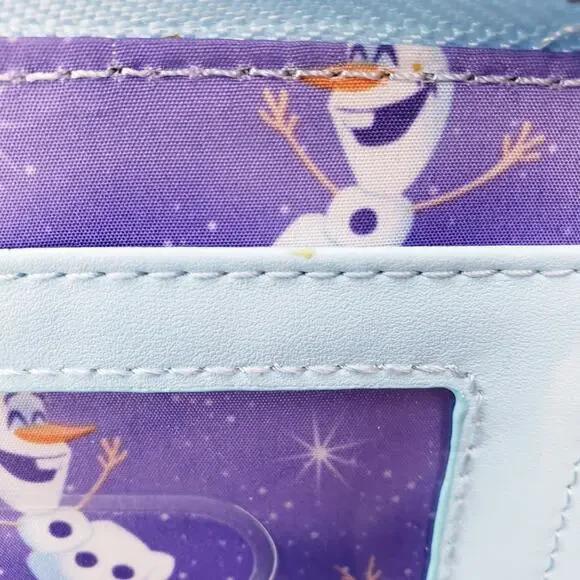 LOUNGEFLY X DISNEY FROZEN Princess Castle Zip Around Wallet Blue White Purple - Picture 15 of 15